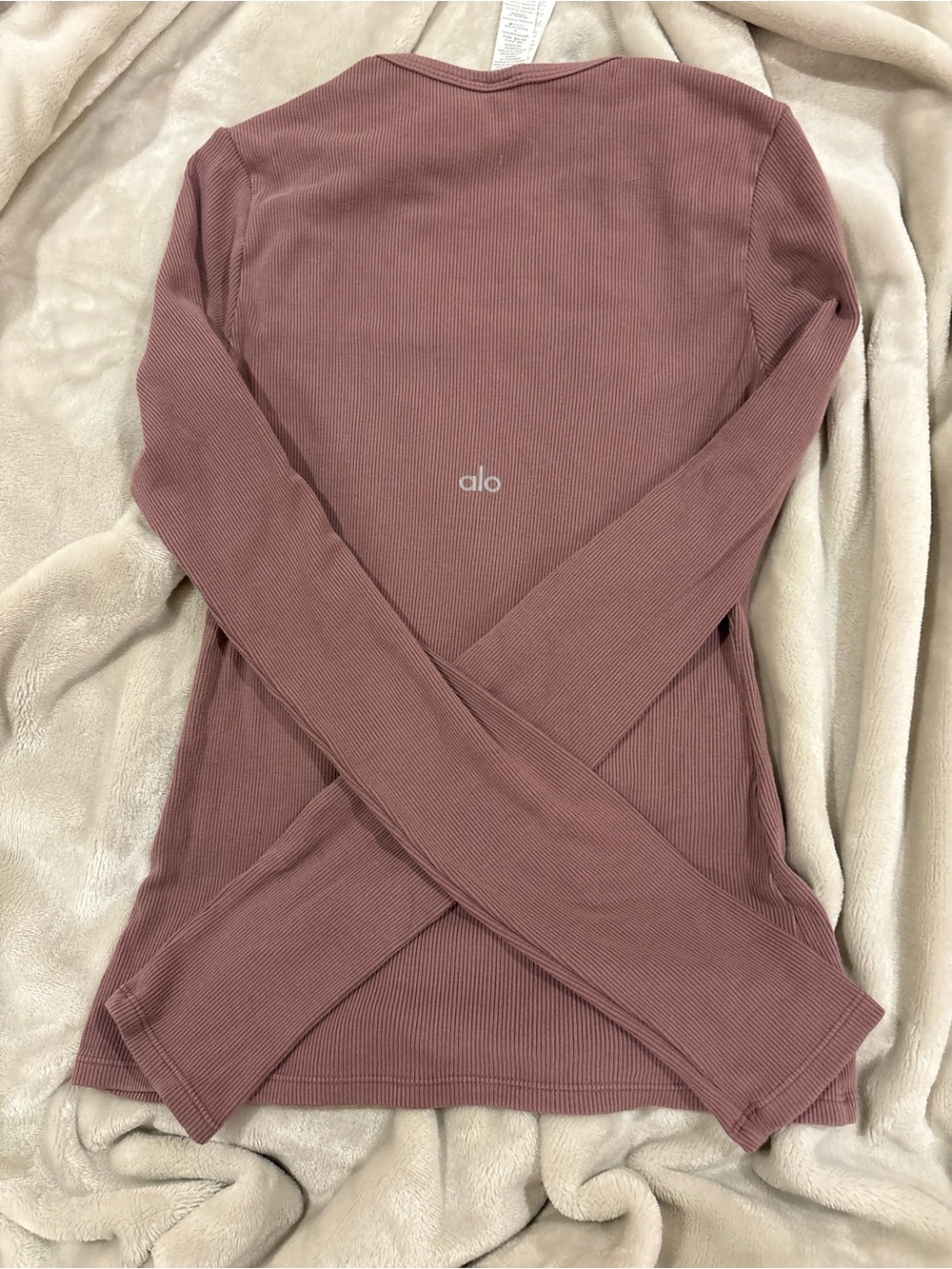 ALO Yoga Ribbed Long Sleeve Top - Dusty Mauve